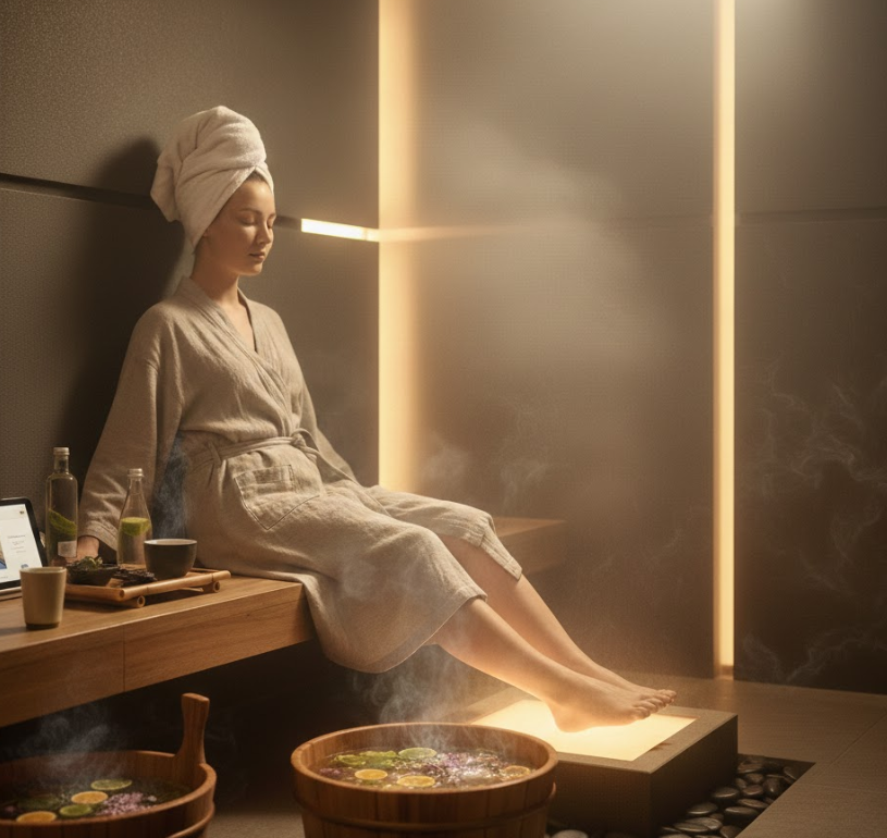 Ένας οδηγός βαθιάς ευεξίας για μασάζ ποδιών σε ατμόλουτρο με ιδρώτα